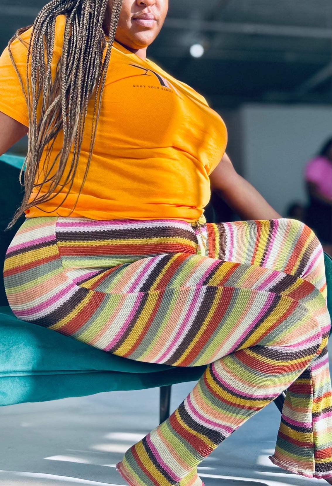 LaTia Stripe Knit Pants - Orange