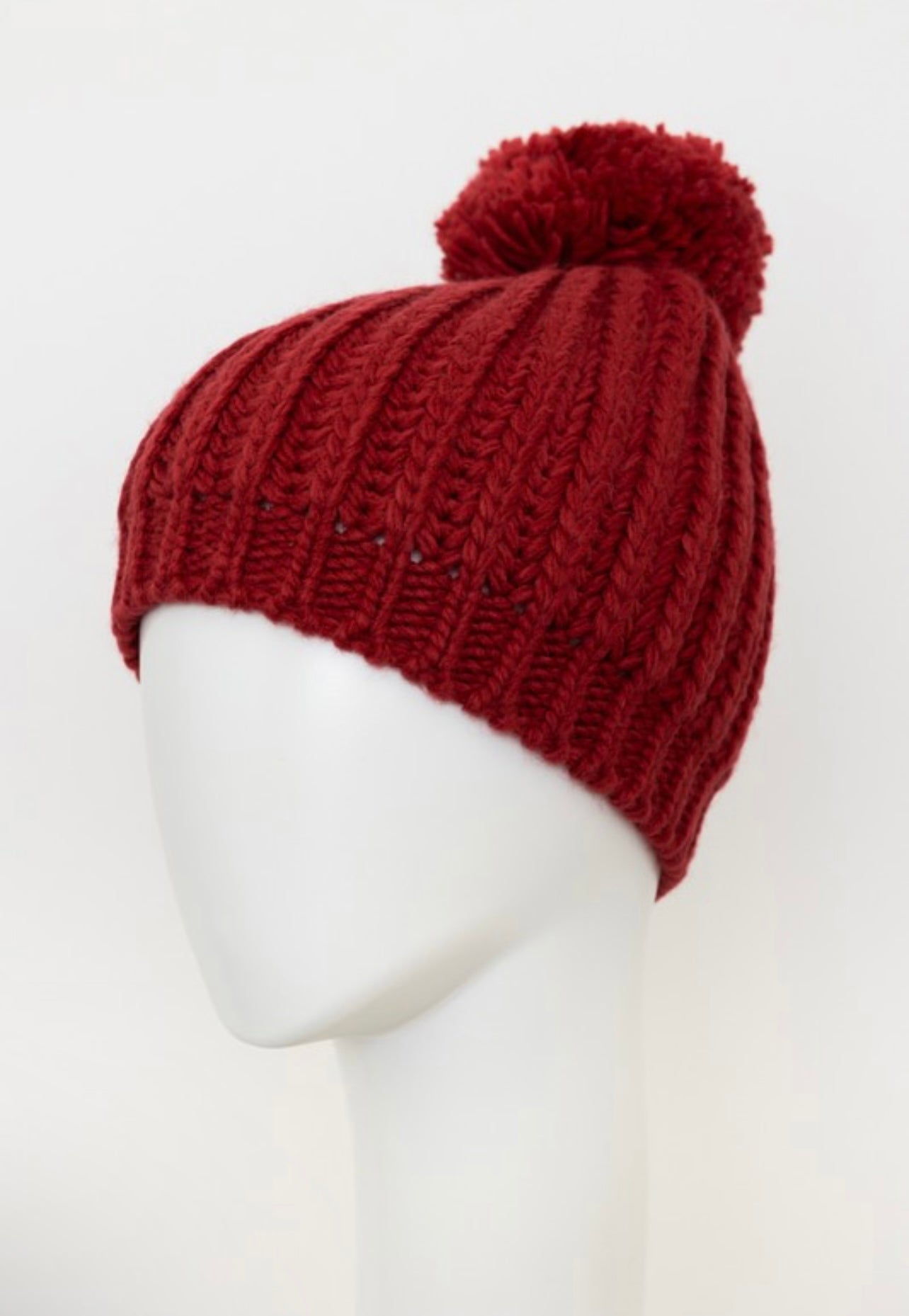 Chunky Cable Knit Pom Beanie