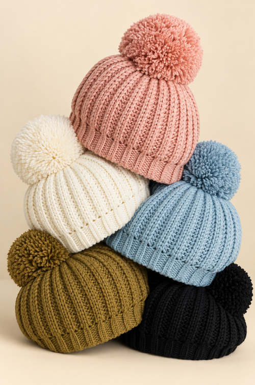 Chunky Cable Knit Pom Beanie