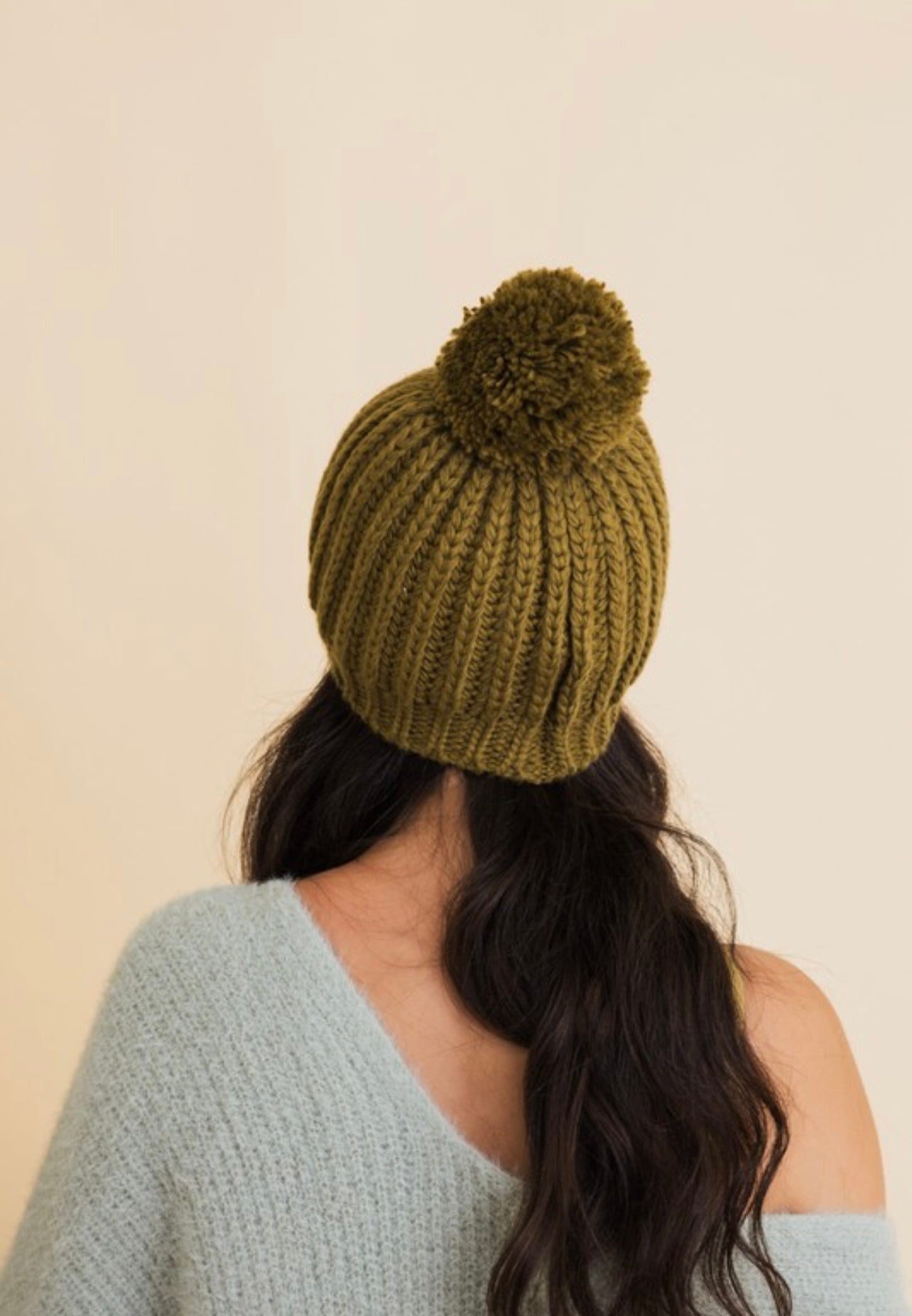 Chunky Cable Knit Pom Beanie