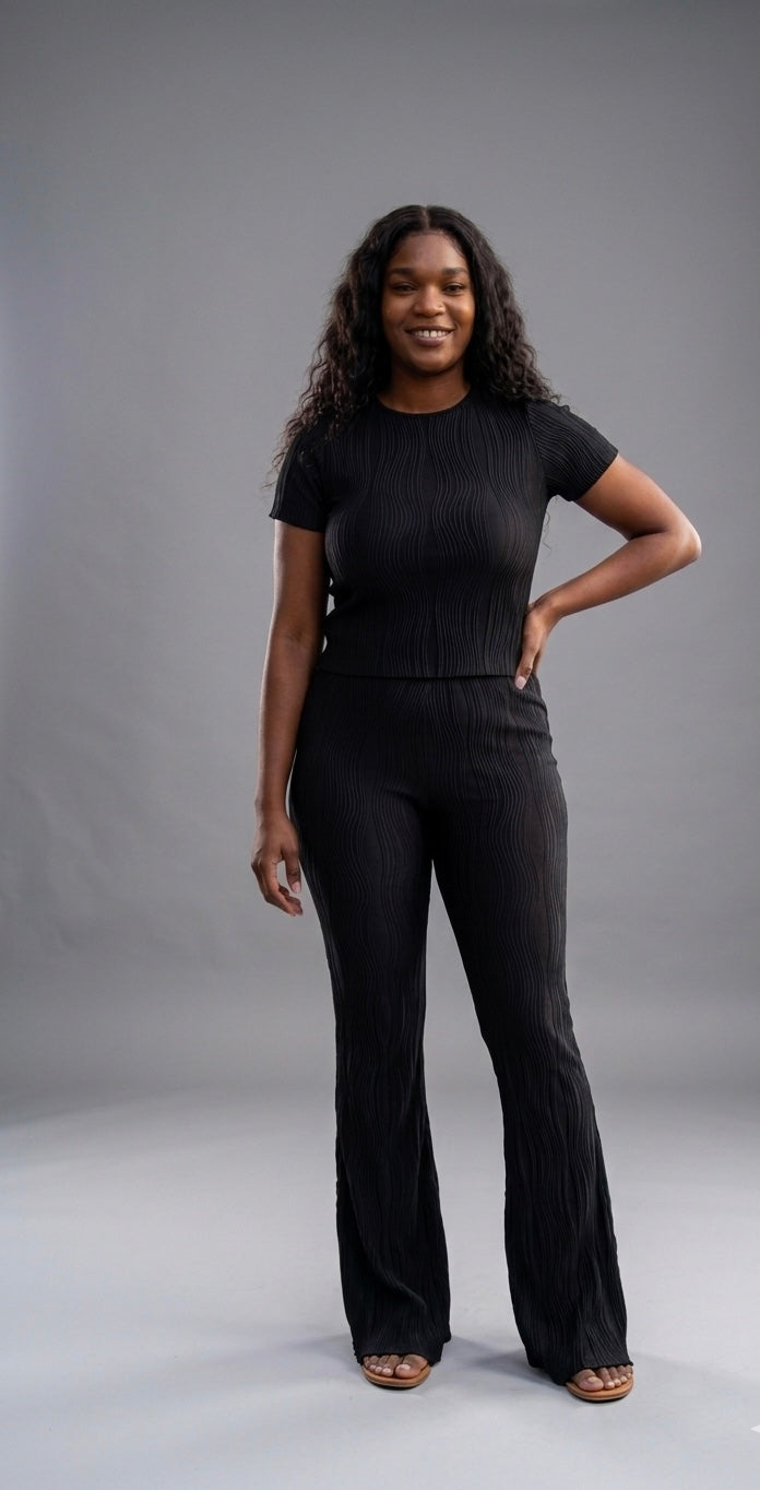 Wavy Wide-Leg Pants Set