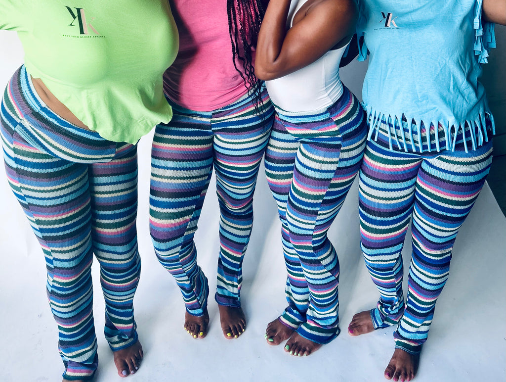 LaTia Stripe Knit Pants - Blue